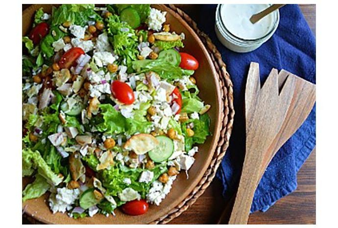 Mediterranean Taco Salad with Feta and Olives