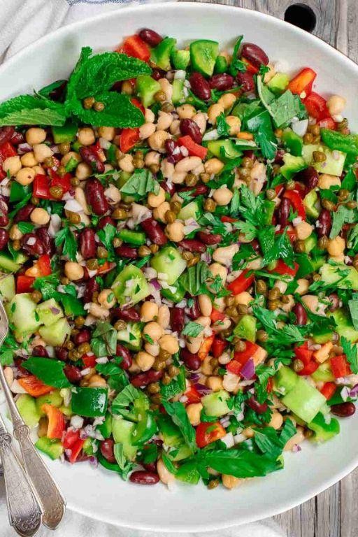 Mediterranean Three-Bean Salad with Feta