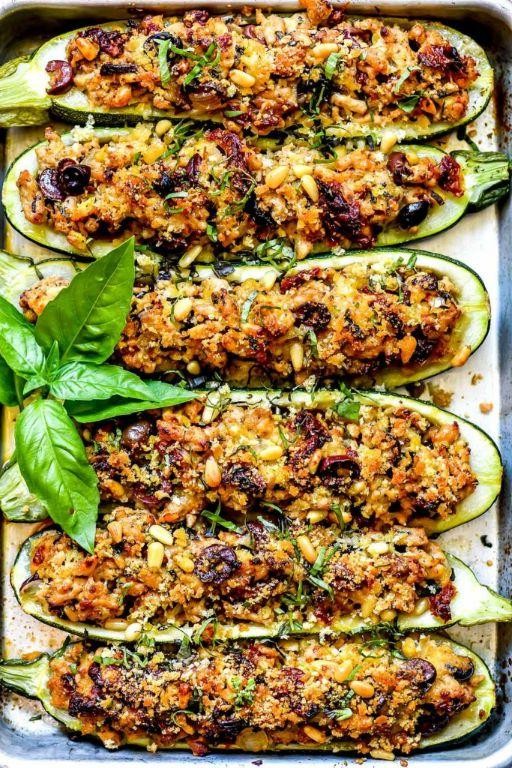Mediterranean Zucchini Boats with Ground Beef and Olives