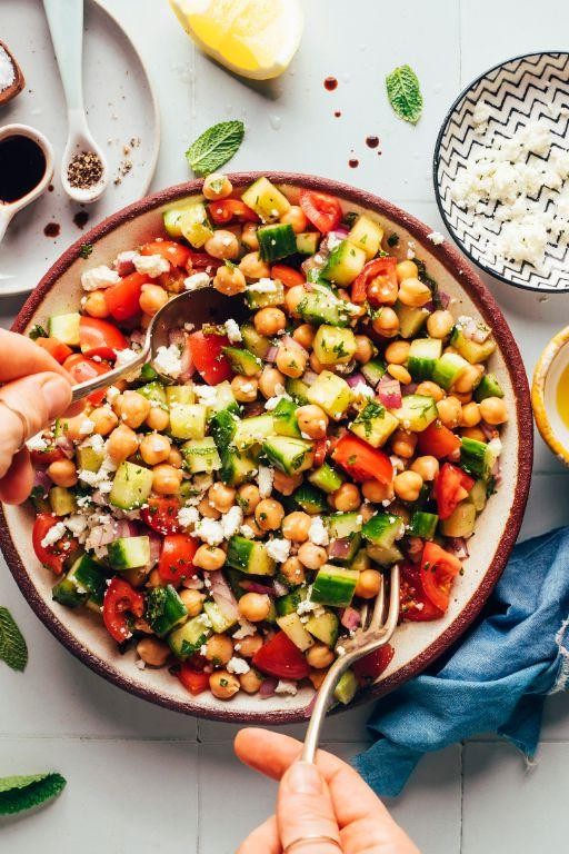 Mediterranean chickpea and cucumber salad