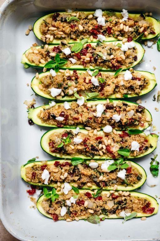 Mexican Quinoa Stuffed Zucchini Boats