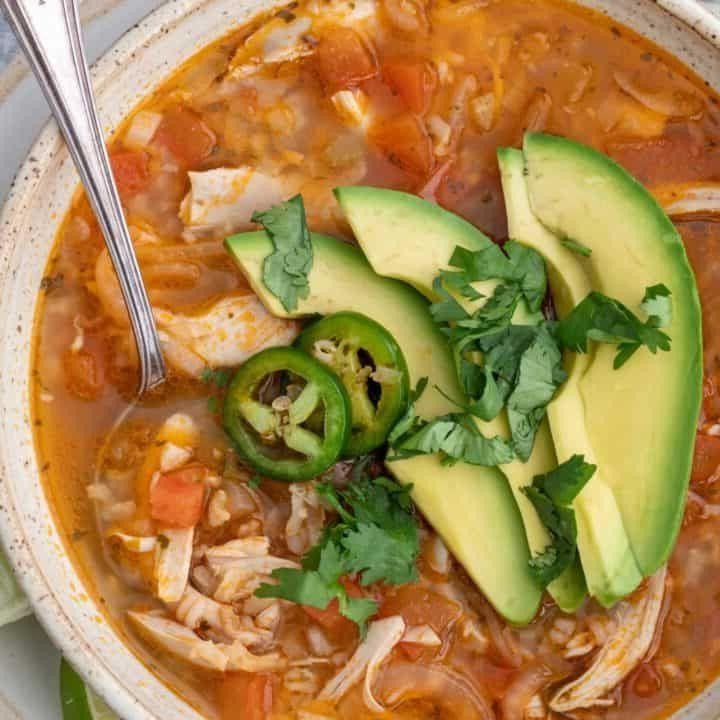 Mexican Rice Soup with Lime Crema
