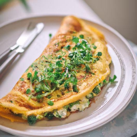 Microgreen and Goat Cheese Stuffed Omelette