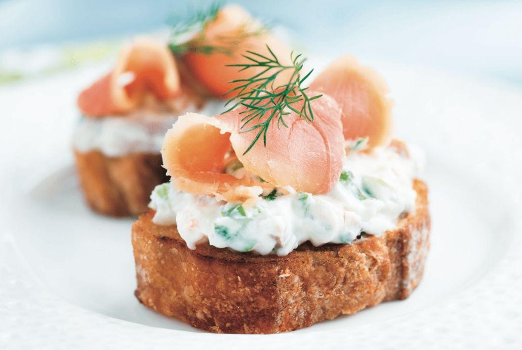 Microgreen and Smoked Salmon Crostini