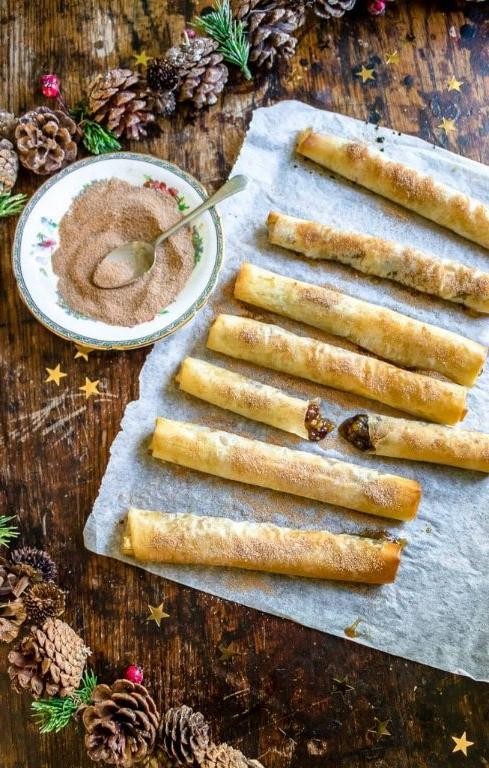 Mincemeat and Pecan Phyllo Rolls