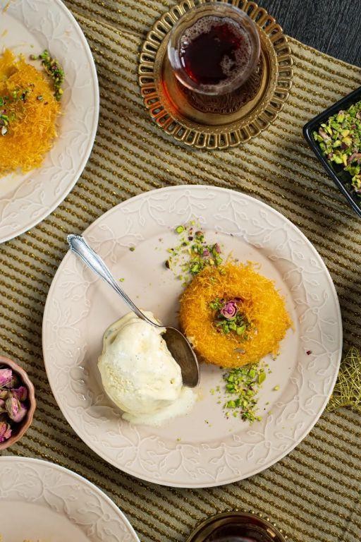 Mini Knafeh Cups with Saffron Syrup