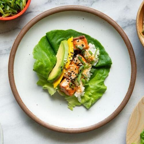 Miso Salmon Lettuce Wraps