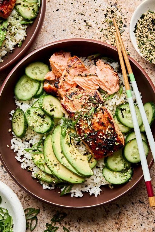 Miso Salmon Poke Bowl with Avocado