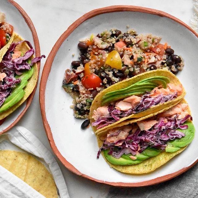 Miso Salmon Tacos with Slaw