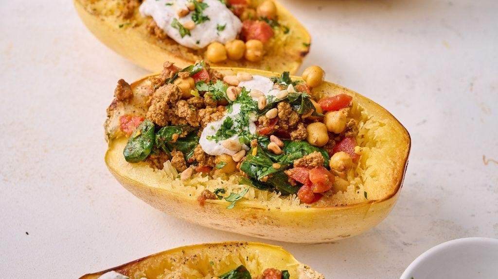 Moroccan Spiced Lamb Stuffed Spaghetti Squash