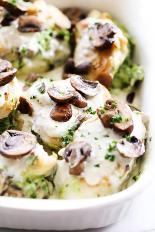 Mushroom Stuffed Chicken Pasta with Cream Sauce