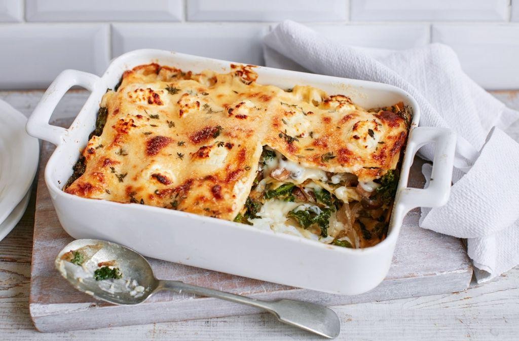 Mushroom and Goat Cheese Lasagna Casserole