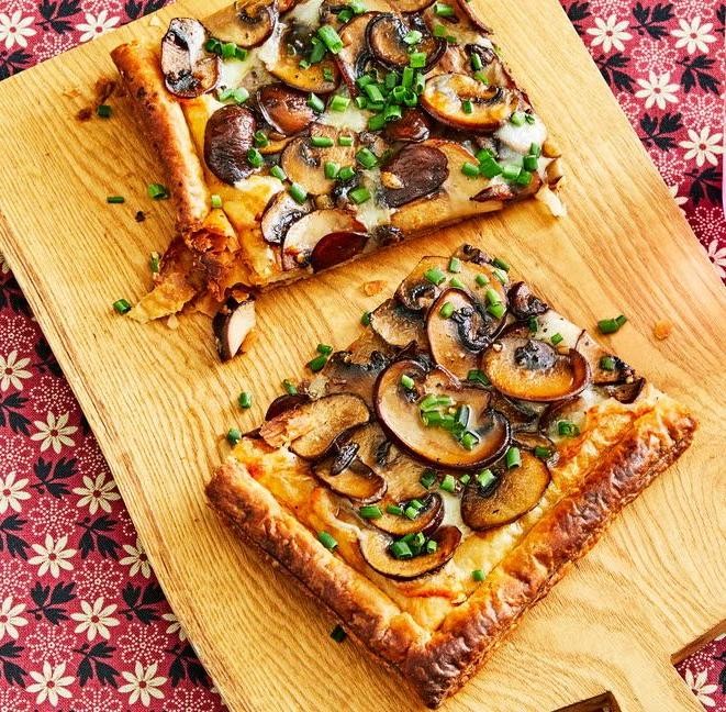 Mushroom and Truffle Puff Pastry Pizza