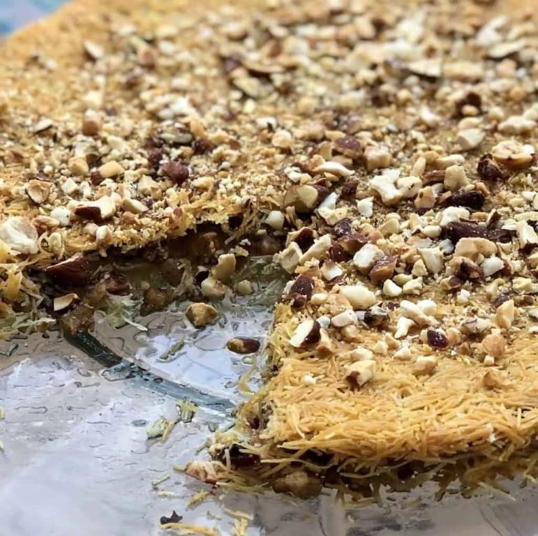 Nutella Swirl Knafeh with Crushed Walnuts