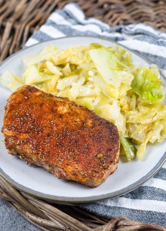 One Pan Pork Chops with Cabbage and Carrots
