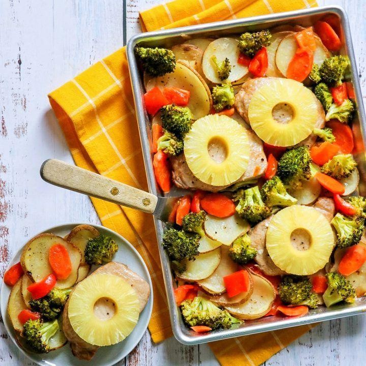 One Pan Pork Chops with Pineapple and Bell Peppers