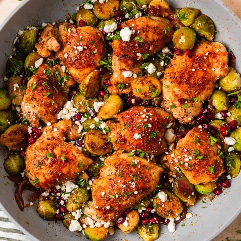One-Pan Boneless Chicken Thighs with Brussels Sprouts