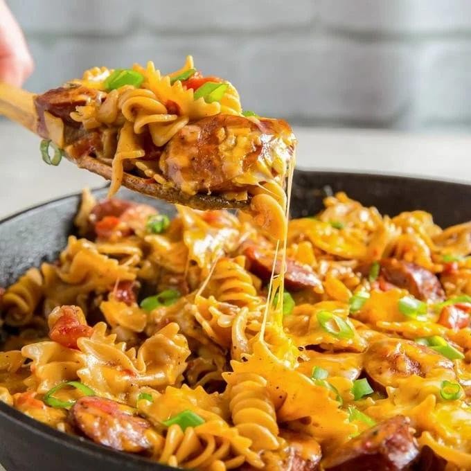 One-Pan Cheesy Sausage and Eggs