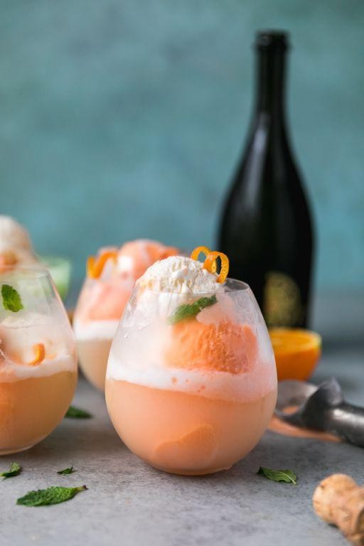 Orange Sorbet with Prosecco Float