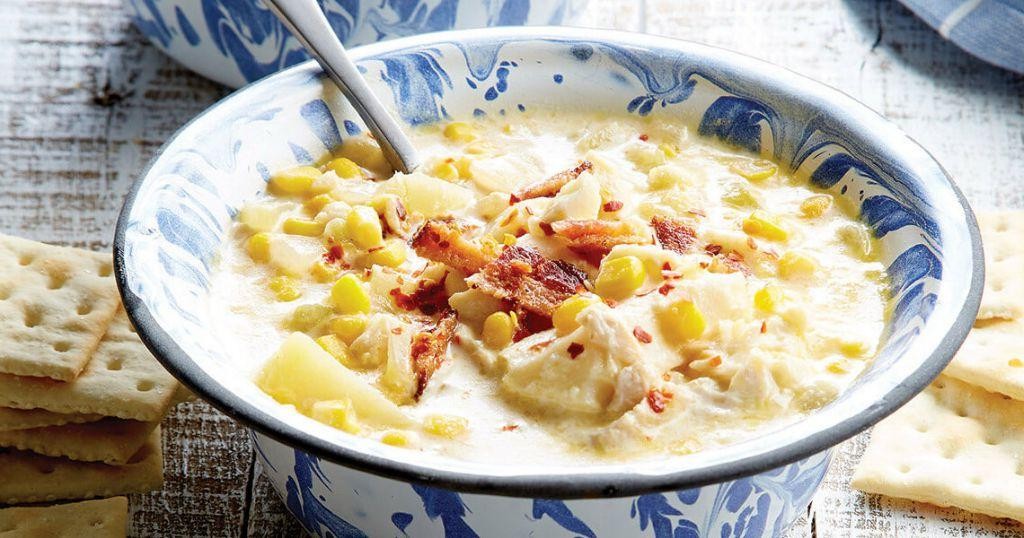 Paddlefish Chowder with Corn and Potatoes