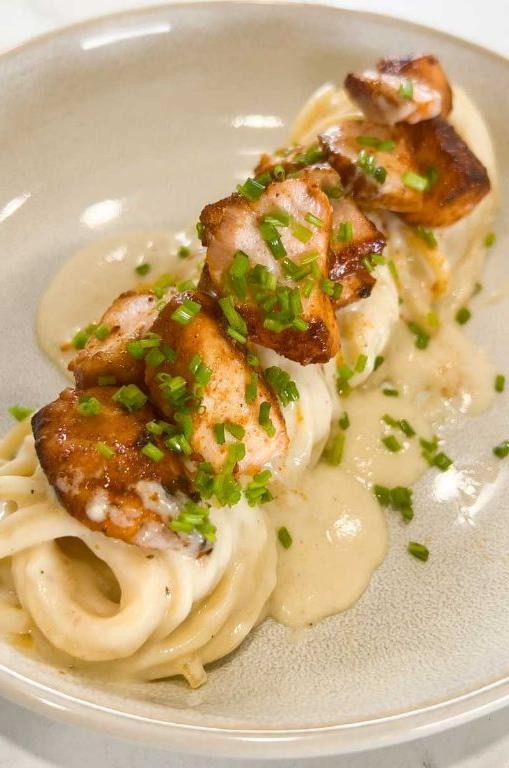 Paddlefish Pasta with Creamy Alfredo Sauce