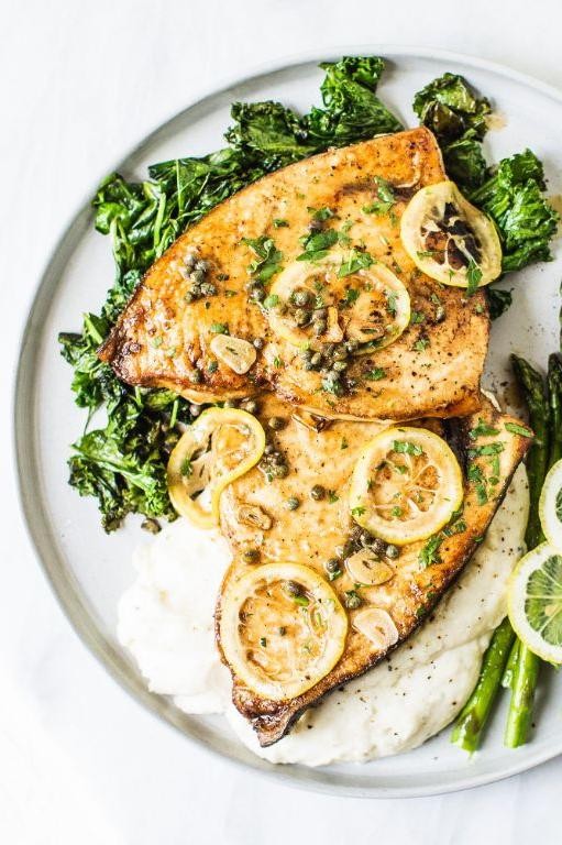 Paddlefish Piccata with Capers and White Wine