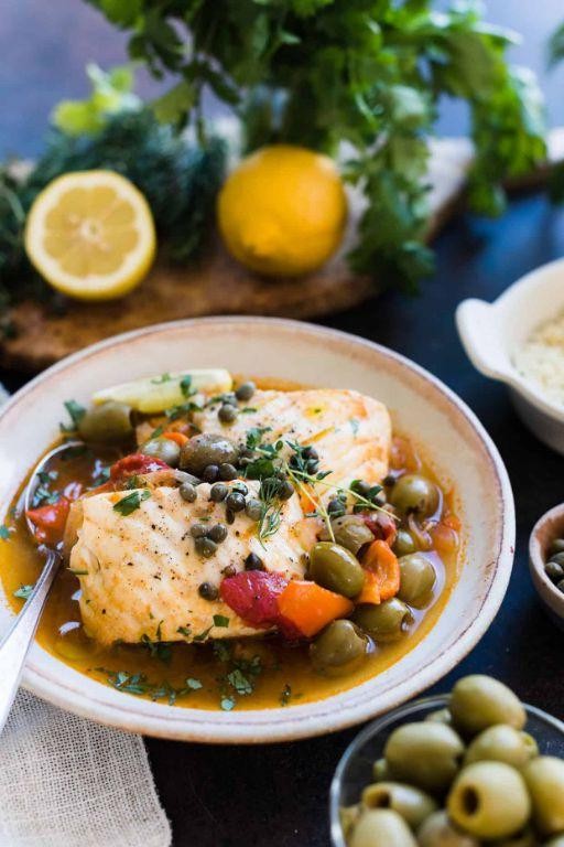 Paddlefish Stew with Tomatoes and Olives