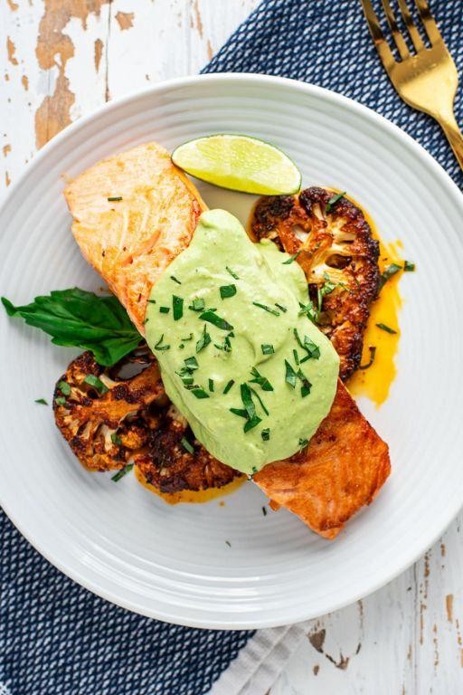 Pan-Seared Salmon with Avocado Cream