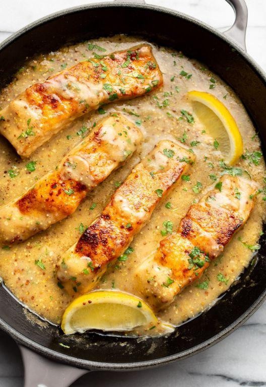 Pan-Seared Salmon with Honey Mustard Glaze