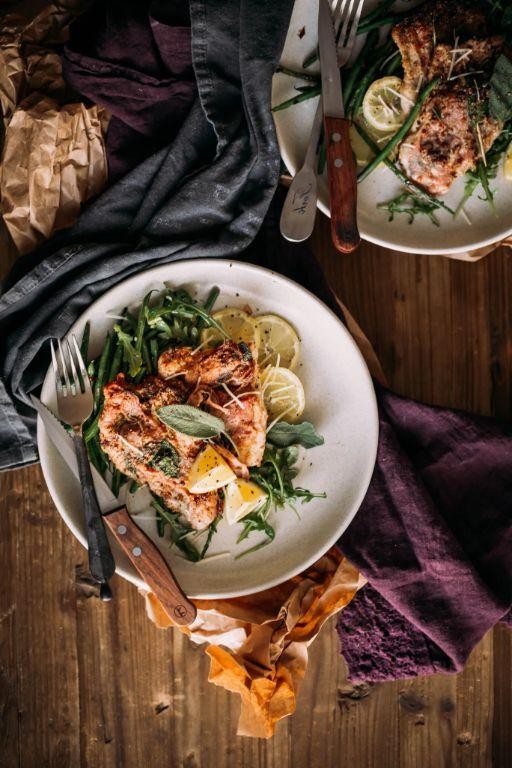 Pan-Seared Veal Saltimbocca with Arugula Salad