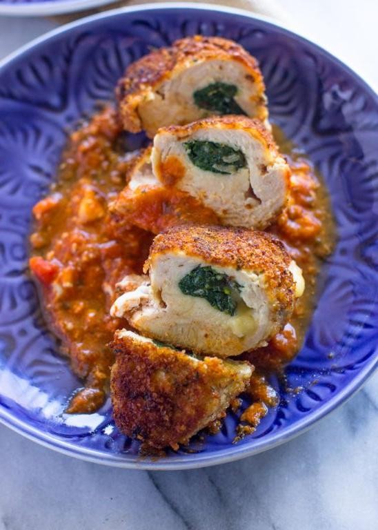 Panko Chicken Breast Stuffed with Spinach and Cheese
