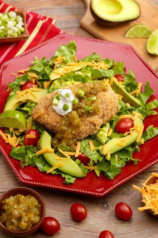 Panko Chicken Breast with Avocado Lime Dressing
