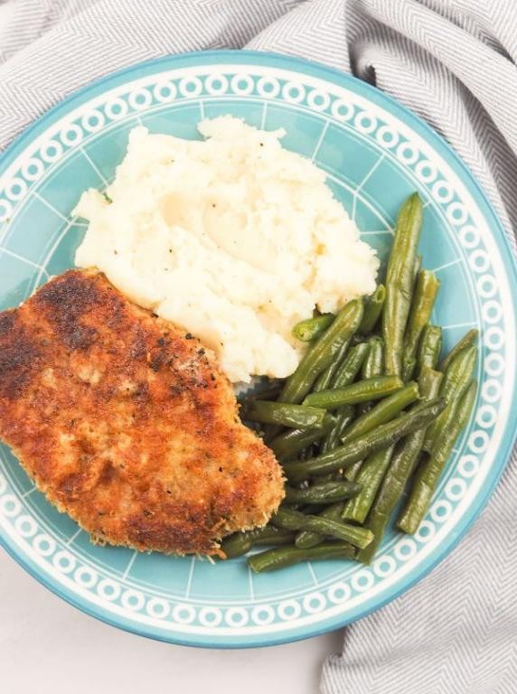 Parmesan Crusted Pork Chops with Green Beans