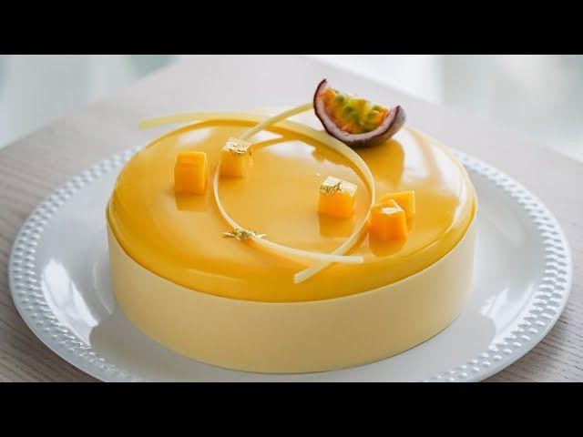 Passionfruit Mango Mirror Glaze Cake