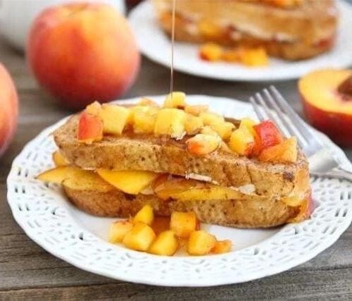 Peaches and Cream Stuffed French Toast
