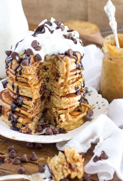 Peanut Butter Chocolate Chip Pancakes