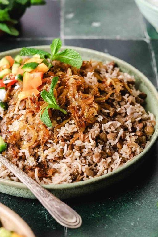 Persian-Inspired Mujadara with Saffron Rice