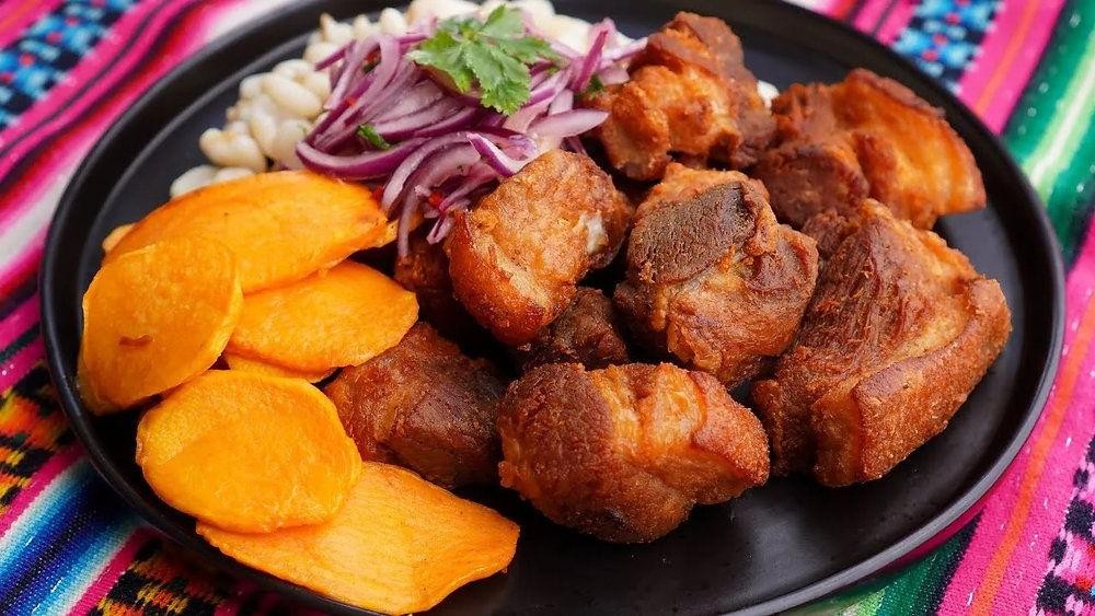 Peruvian Chicharrón de Cerdo with Sweet Potatoes