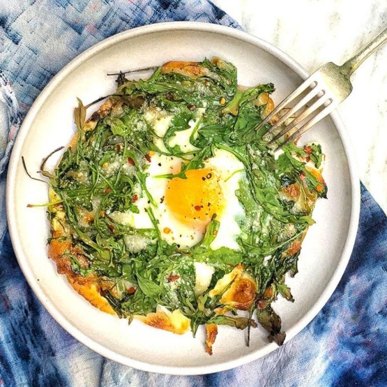 Pesto Eggs in a Nest
