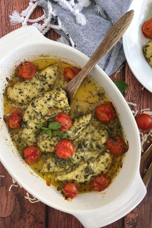 Pesto Marinated Baked Chicken Tenders