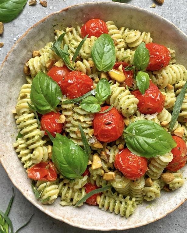 Pesto Pasta Salad with Cherry Tomatoes