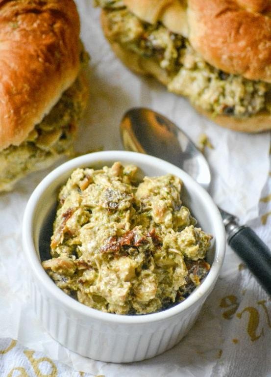 Pesto Rotisserie Chicken Salad with Sun-Dried Tomatoes