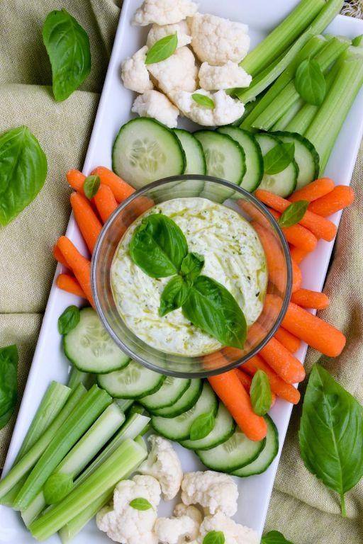 Pesto and Parmesan Greek Yogurt Dip