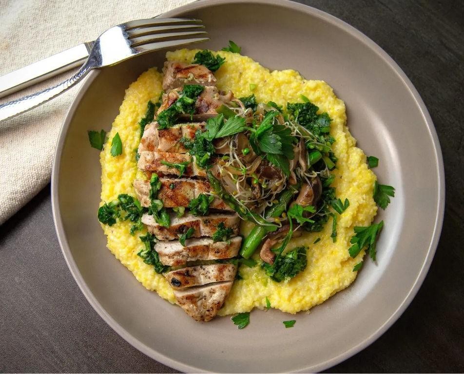 Pheasant Breast with Creamy Polenta and Truffle Oil
