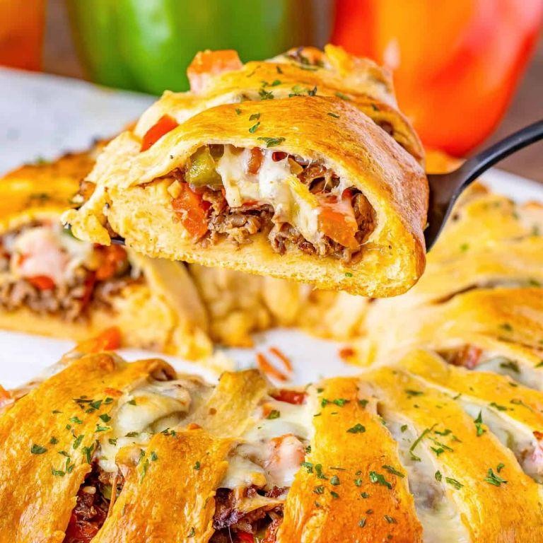 Philly Cheesesteak Crescent Roll Pizza