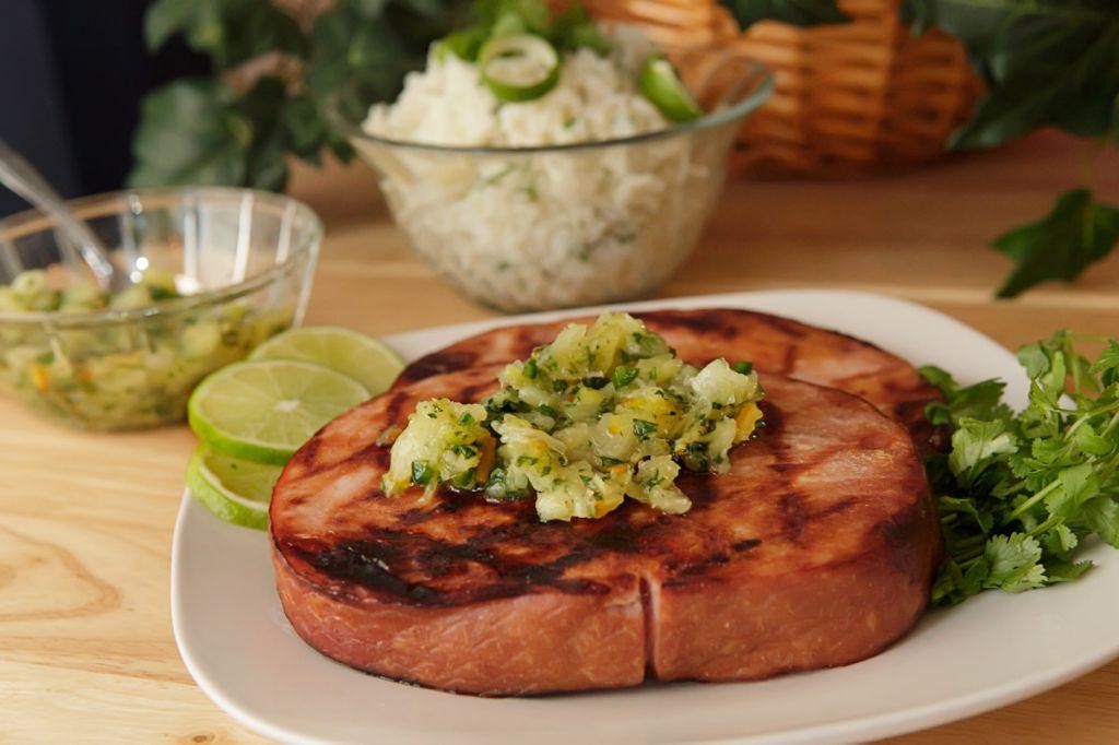 Pineapple Jalapeño Grilled Ham Steak