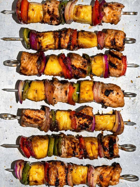 Pineapple Teriyaki Salmon Skewers