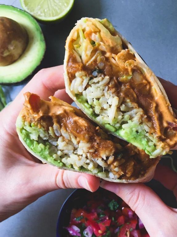 Pinto Bean Burrito with Cilantro Lime Rice