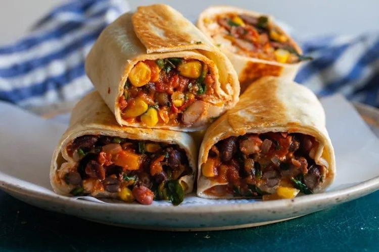 Pinto Bean and Black Bean Double Burrito