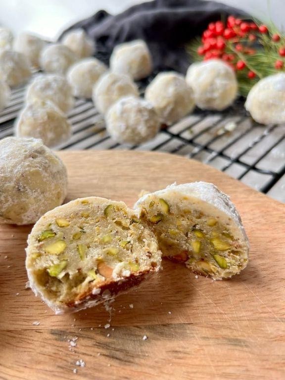 Pistachio Snowball Cookies with a Nutty Crunch